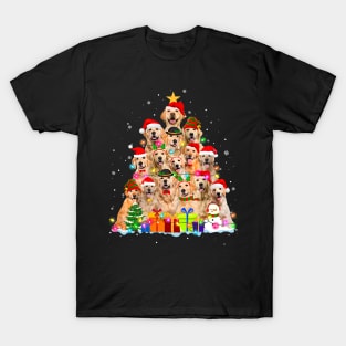 Christmas Pajama Golden Retriever Tree Xmas Dog Dad Mom T-Shirt